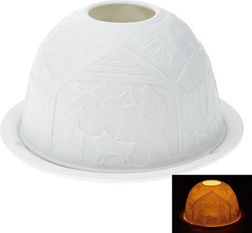 Productafbeelding: voorkant van Sfeerlicht kerststal wit porselein 12x8