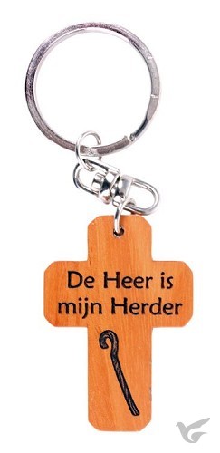 Productafbeelding: voorkant van Sleutelhanger kruis de Heer is mijn Herd