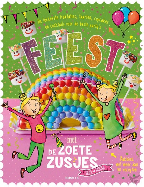 Productafbeelding: voorkant van Feest met de zoete zusjes bakboek met me