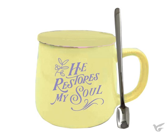 Productafbeelding: voorkant van Mug Ceramic cover He restores my soul