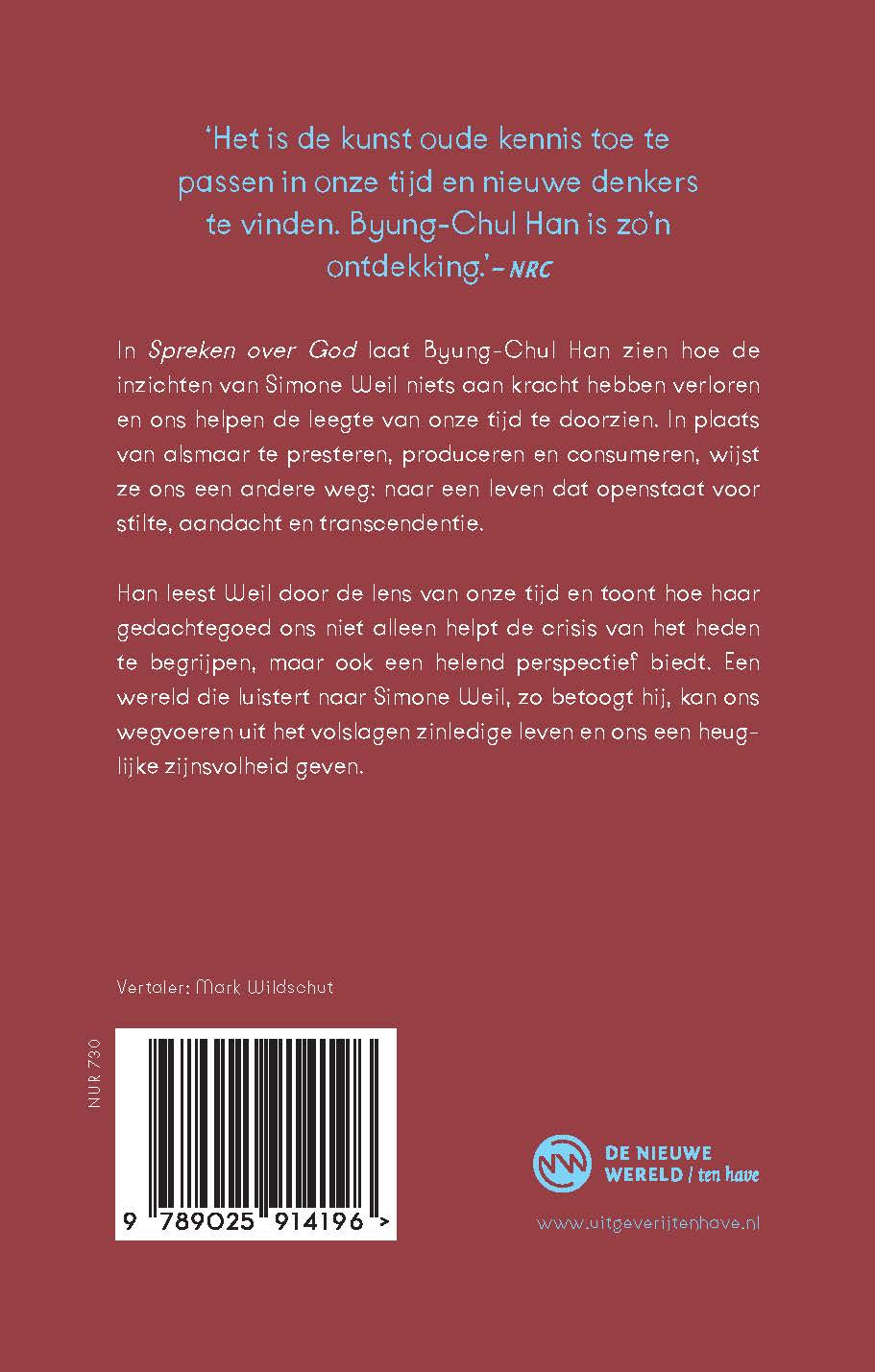 Productafbeelding: achterkant van Spreken over God