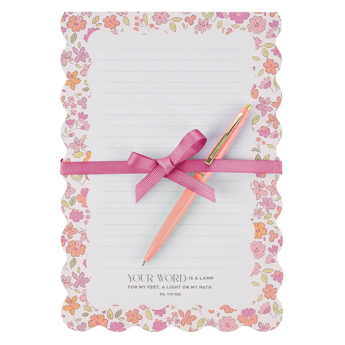 Productafbeelding: voorkant van Your Word Is A Lamp To My Feet Ps. 119:105 Notepad Tear-off w/pen