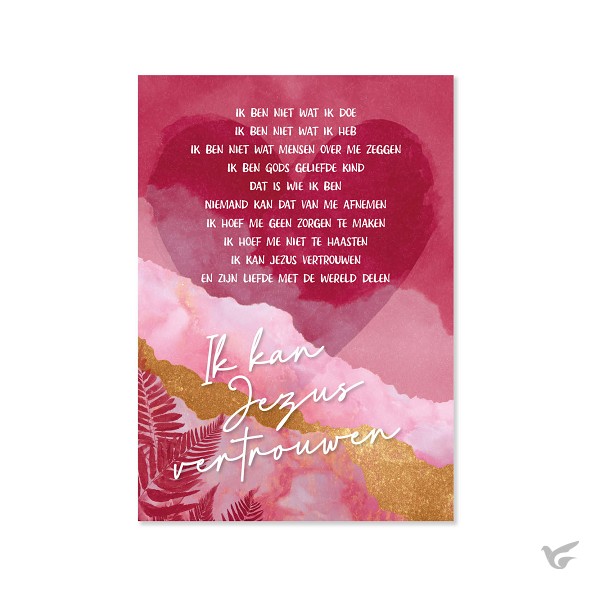 Productafbeelding: voorkant van Plexiglas A5 Jezus vertrouwen rood