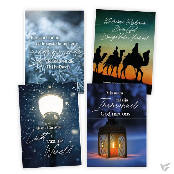 Productafbeelding: voorkant van Voordeelpak 12 kerstkaarten 2022 serie 4