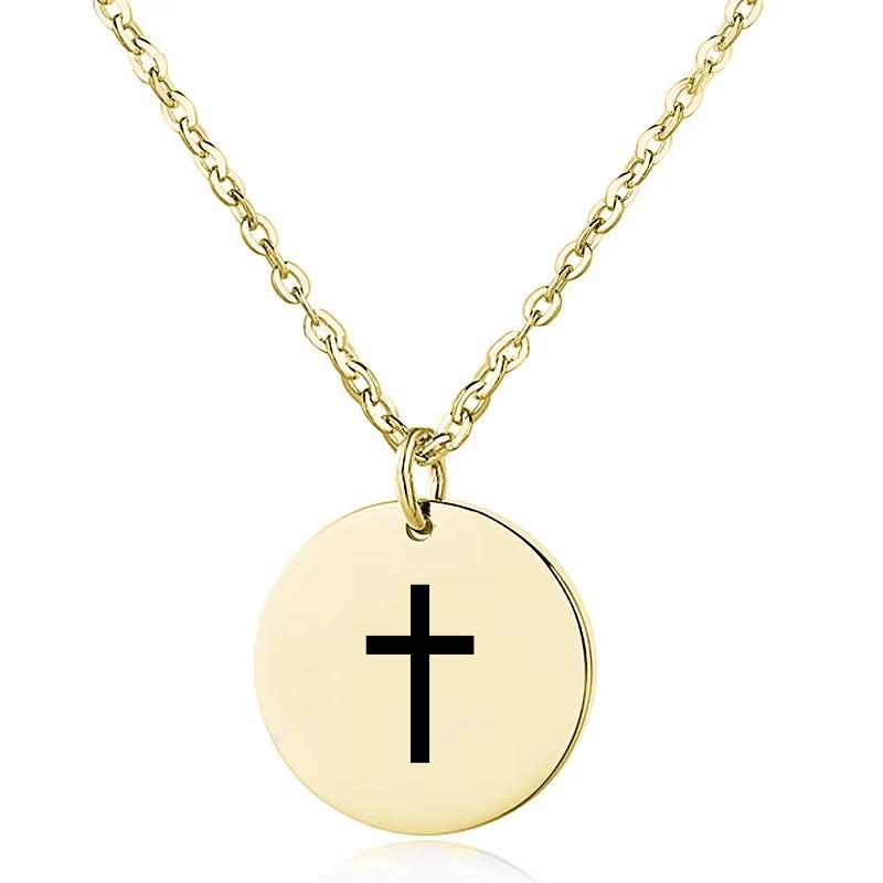 Productafbeelding: voorkant van Cross necklace gold stainless steel